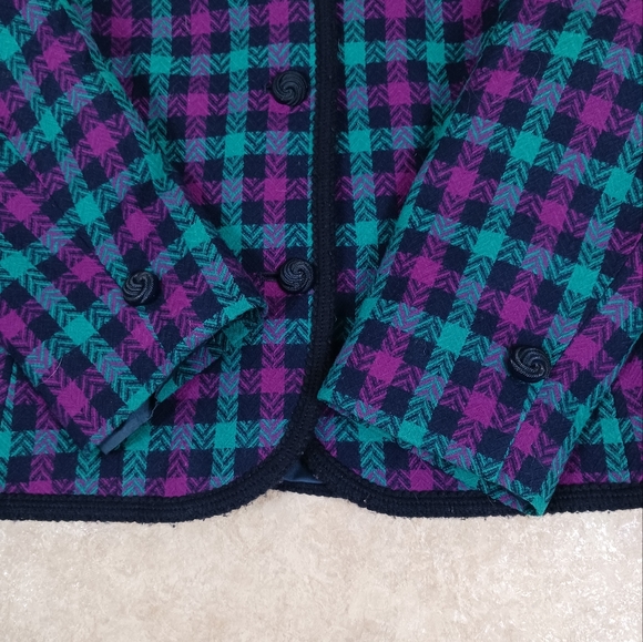 Vintage PENDLETON  100% Virgin Wool Jacket Collarless Women's Size 12 Plaid - Picture 3 of 8